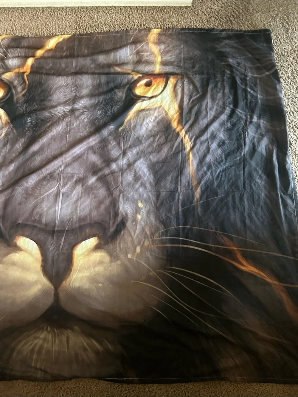 Lion Face Printed Throw Blanket - Golden Eyes